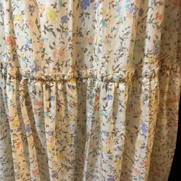 Lauren Ralph Lauren Butter Yellow with Small Floral Print Tiered Midi Sundress - Picture 7 of 16